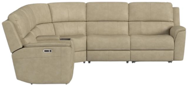 Flexsteel® Henry 6-Piece Leather Beige Curved Power Reclining Sectional -3