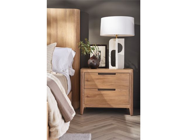 Universal Explore Home™ New Modern Walker Natural Oak 2 Drawer Nightstand-3