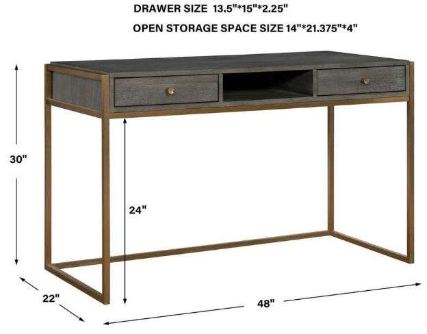 Uttermost® Taja Dark Gray/Gold Writing Desk-2
