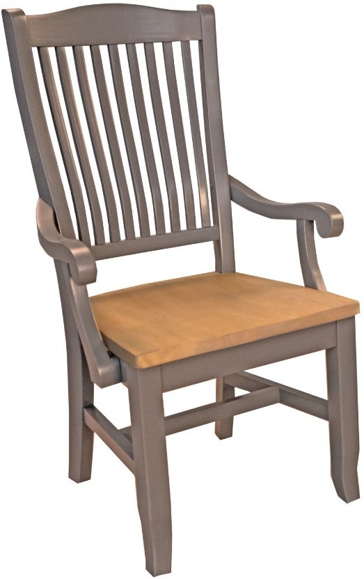 A-America® Port Townsend Gull/Seaside Pine Slatback Dining Arm Chair-0