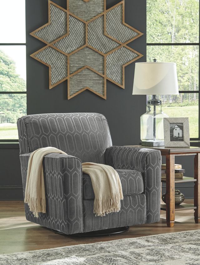 Signature Design by Ashley® Zarina Graphite Swivel Accent Chair-4