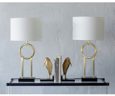 Renwil® Burlington 2-Piece Antique Brass/Off-White Table Lamp Set-2