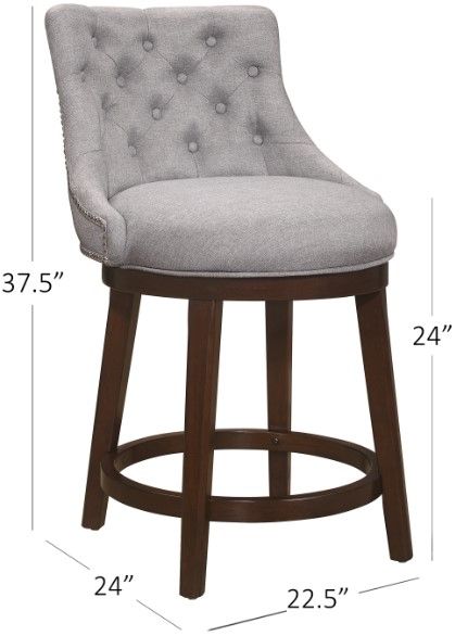 HH2 Home Halbrooke Chocolate/Smoke Gray Swivel Counter Stool-4