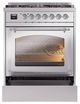 Ilve® Nostalgie II Noblesse 30" Stainless Steel Pro Style Dual Fuel Range with Chrome Trim-3