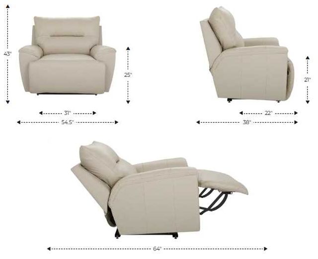 La-Z-Boy® Palmer Blue Gray Leather Manual Reclining Chair and a Half-2