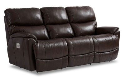 La-Z-Boy® Trouper Walnut Leather Power Reclining Sofa with Headrest and Lumbar-0