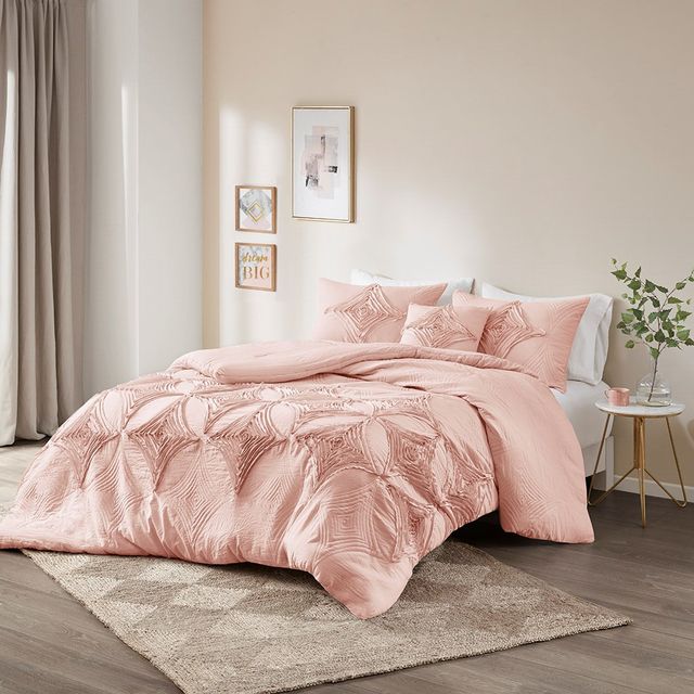 Olliix by Madison Park Colette 4 Piece Blush King/California King Comforter Set-0