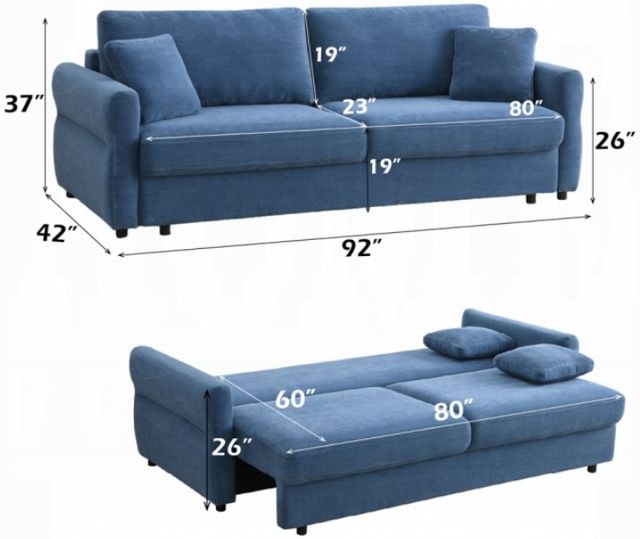 ACME Furniture Haran Blue Sleeper Sofa-2