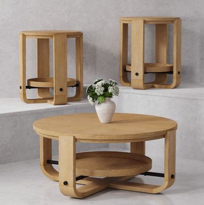 Parker House Escape 3-Piece Glazed Natural Oak Occasional Table Set