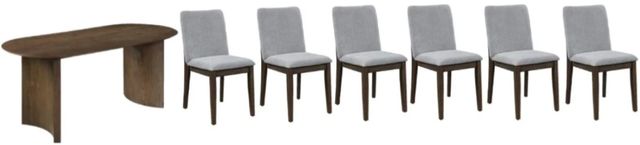 New Classic® Home Furnishings Kody 7-Piece Dark Walnut/Stone Gray Oval Dining Set-0