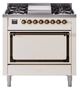 Ilve® Nostalgie II Noblesse 36'' Antique White Pro Style Dual Fuel Range with Burnished Trim-0