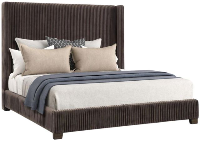 Bernards Milo Brown Pleated Upholstered King Panel Bed-0
