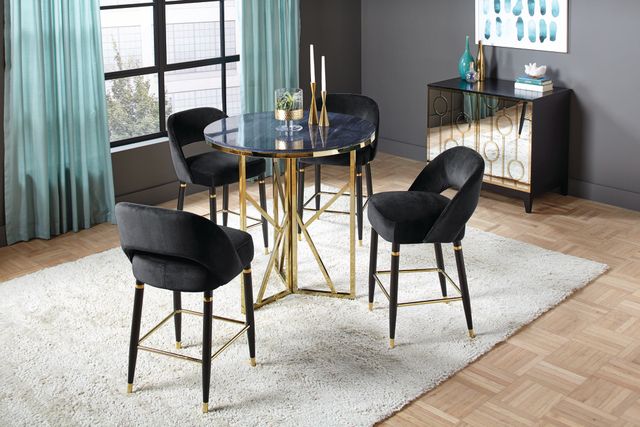 Coaster® Lindsey Smoke And Champagne Gold Round Dining Table-4