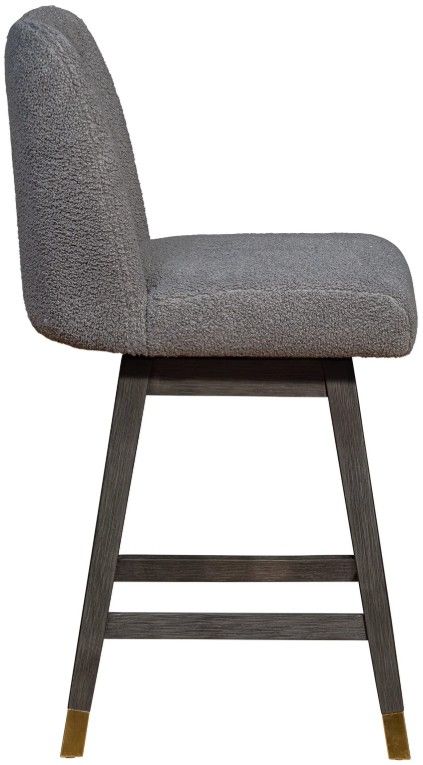 Armen Living Amelia 3-Piece Gray Boucle/Gray Oak Swivel Counter Stool Set-4