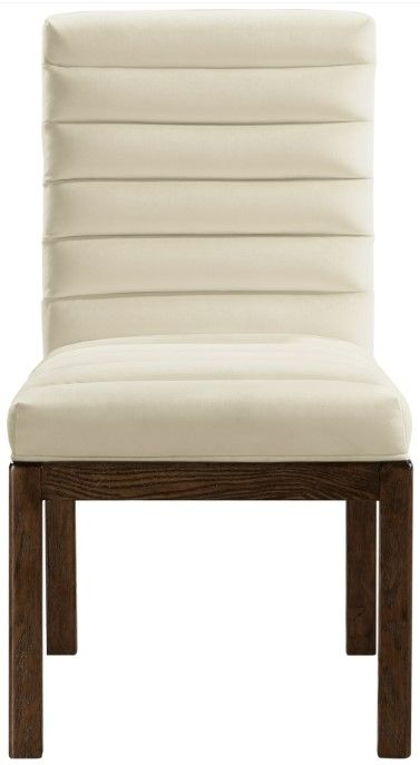 Meridian Furniture Evelyn Cream/Walnut Velvet Upholstered Side Chair-1
