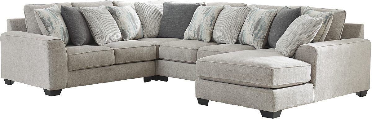 Benchcraft® Ardsley 4-Piece Pewter Right-Arm Facing Chaise Sectional