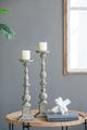 A & B Home Hamilton 2-Piece Weathered White Candle Holder Set-4