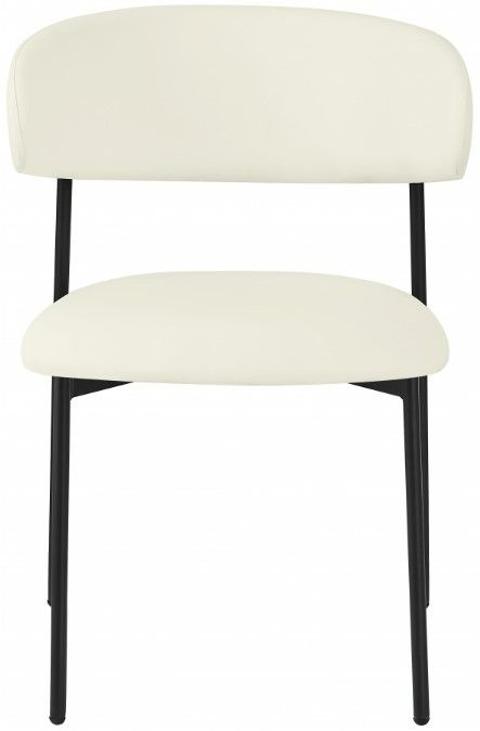 Meridian Furniture Lupita Cream/Matte Black Vegan Leather Dining Chair-1