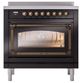 Ilve® Nostalgie II Noblesse 36'' Glossy Black Pro Style Induction Range with Burnished Trim-1