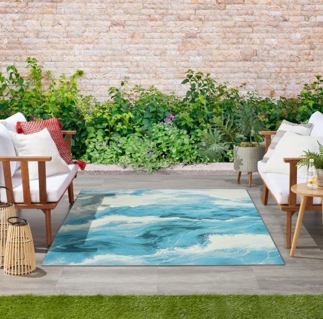 Nourison Home™ Color Splash Blue/Ivory 5'x7' Coastal Area Rug-1
