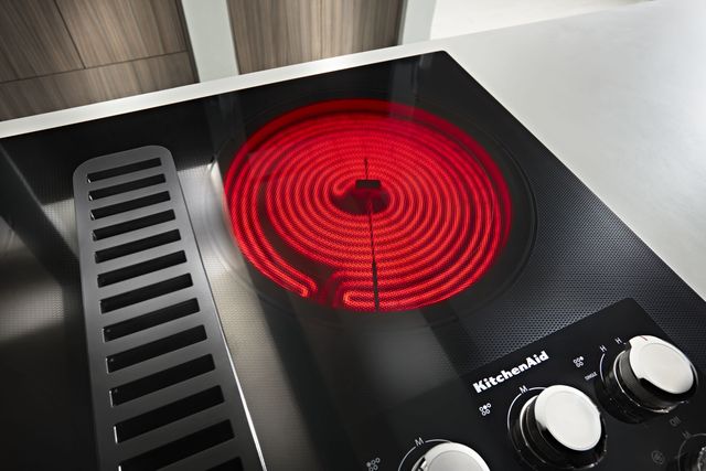 KitchenAid® 36" Black Electric Downdraft Cooktop with 5 Elements-4