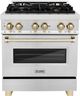 ZLINE Autograph Edition Legacy 30" Satin Stainless Steel Pro-Style Dual Fuel Range with Electric Convection Oven and Polished Gold Accents-0