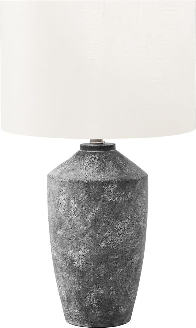 Monarch Specialties Inc. Grey Concrete Table Lamp with Ivory Shade-0