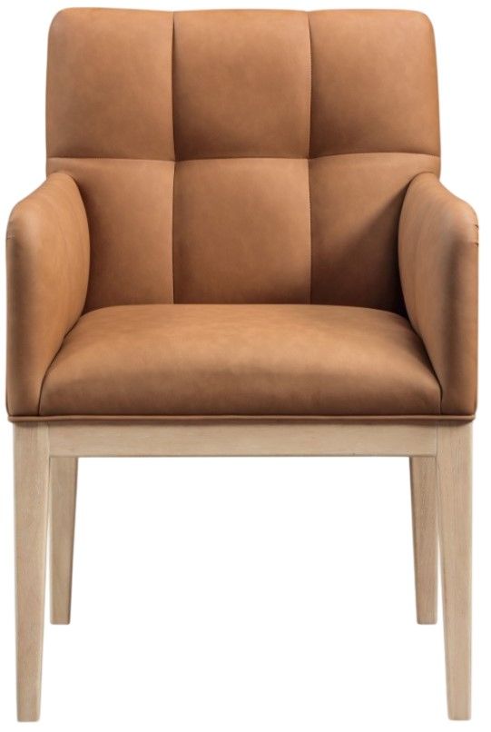 Meridian Furniture Adrian Cognac/Natural Leather Upholstered Dining Arm Chair-1