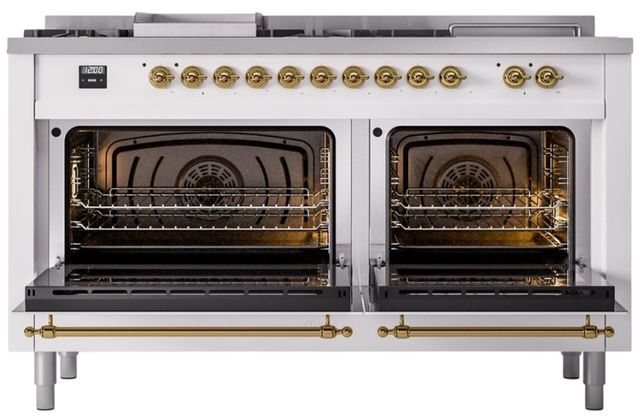 Ilve® Nostalgie II Series 60" White Pro Style Dual Fuel Range-3