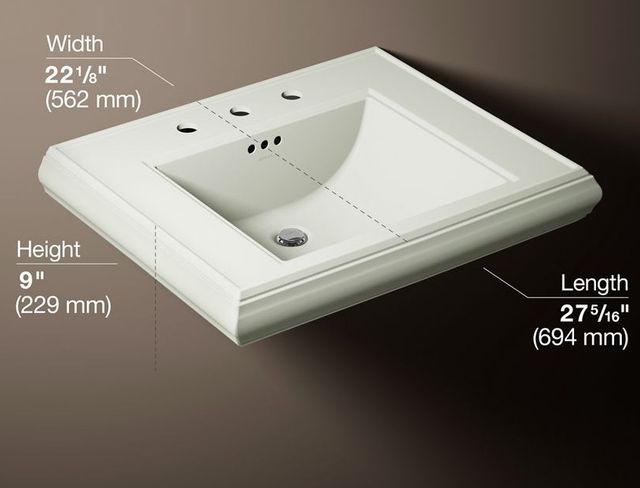 Kohler Memoirs® Dune Pedestal/Console Table Bathroom Sink Basin with 8" Widespread 3 Faucet Holes-3