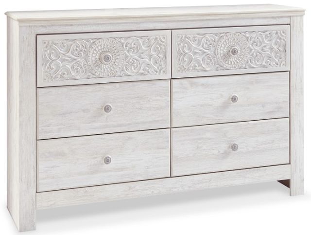 Signature Design by Ashley® Paxberry 5-Piece Whitewash Queen Panel Bed Set-2