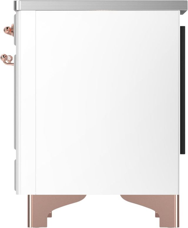 Ilve® Majestic III 36" White Pro Style Induction Range with Solid Door and Copper Trim-3