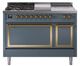 Ilve® Nostalgie II Noblesse 48'' Blue Gray Pro Style Dual Fuel Range with Brass Trim-0