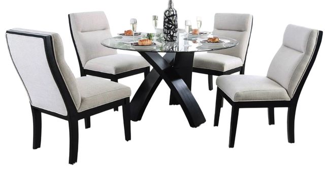 Furniture of America® Jasmin 5-Piece Beige/Black Round Dining Table Set-0