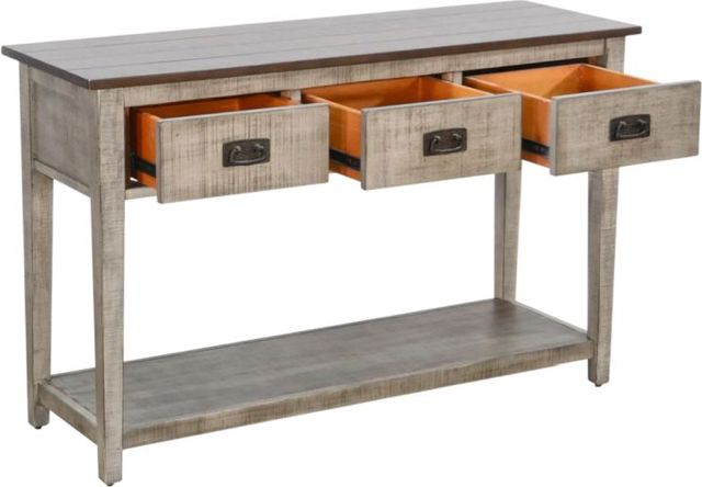 Sunny Designs™ Homestead Hills Tobacco Leaf Sofa Table with Alpine Gray Base-3