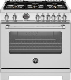 Bertazzoni Master Series 36" Fingerprint Resistant Stainless Steel Pro Style Dual Fuel Range