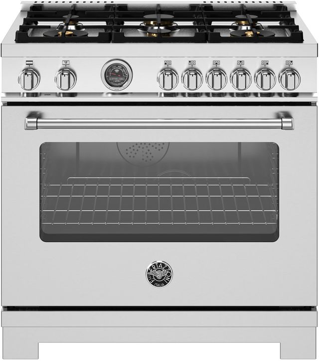 Bertazzoni Master Series 36" Fingerprint Resistant Stainless Steel Pro Style Dual Fuel Range-0