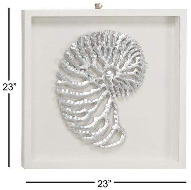 Deco Marche Silver Large Shell Shadow Box Wall Decor-1