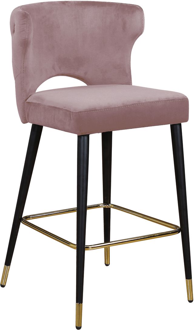 Meridian Furniture Kelly Pink Velvet Counter Stool-0