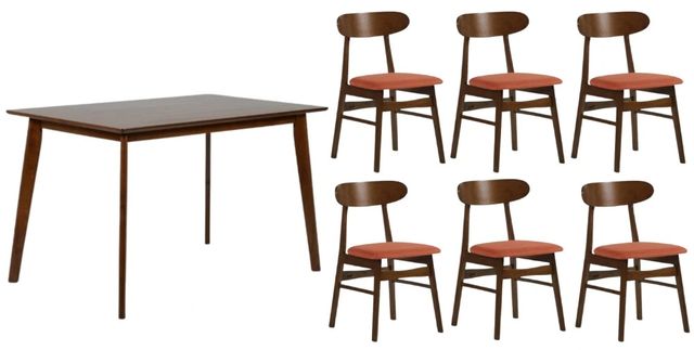 New Classic® Home Furnishings Morocco 7-Piece Brown/Orange Dining Table Set-0