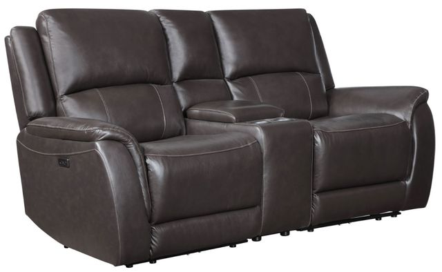 Steve Silver Co. Alexandria 3-Piece Chocolate Leather Power Reclining Console Loveseat-0