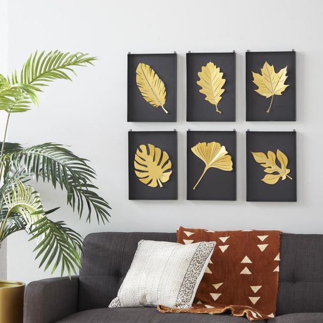 Deco Marche 6-Piece Black Leaf Wall Decor Set-3