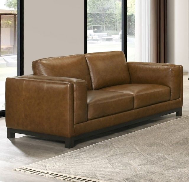 New Classic® Home Furnishings Sayer Leather Brown Loveseat-1