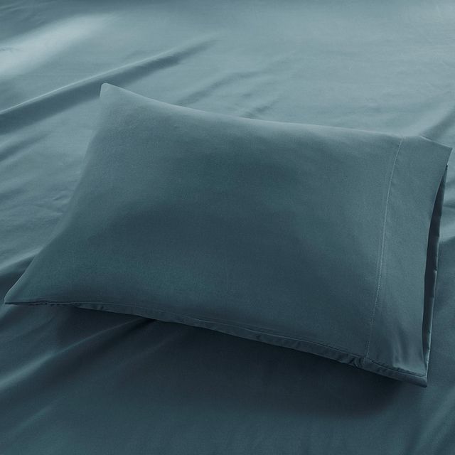Olliix by Madison Park Teal Twin 3M Microcell All Season Moisture Wicking Lightweight Sheet Set-1