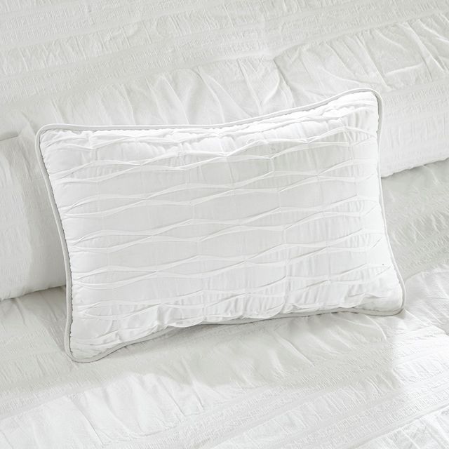 Olliix by Madison Park 4 Piece White Full/Queen Nicolette Cotton Seersucker Duvet Cover Set-4
