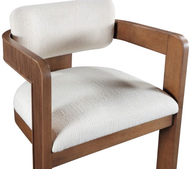 Meridian Furniture Sacha Cream/Walnut Linen Textured Upholstered Dining Chair-4