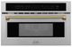 ZLINE Autograph Edition 30" 1.6 Cu. Ft. Stainless Steel Built-in Convection Microwave Oven with Champagne Bronze Helix Handle-0