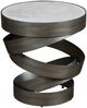 Hammary® Hidden Treasures Glass Top Helix Round Accent Table with Gunmetal Base -0