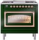 Ilve® Nostalgie II Noblesse 36'' Emerald Green Pro Style Dual Fuel Range with Copper Trim-1