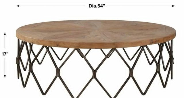 Uttermost® Chain Reaction Brown Coffee Table with Aged Iron Base-2